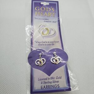 NWT God's Heart 18 Karat Gold & Sterling Silver